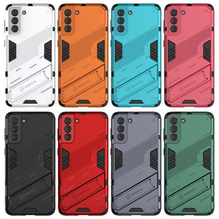 For Samsung Galaxy S21+ 5G Punk Armor 2 in 1 PC + TPU Shockproof Case with Invisible Holder(Light Red)-garmade.com