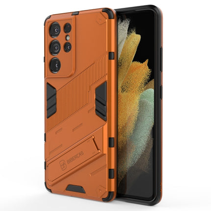 For Samsung Galaxy S21 Ultra 5G Punk Armor 2 in 1 PC + TPU Shockproof Case with Invisible Holder(Orange)-garmade.com