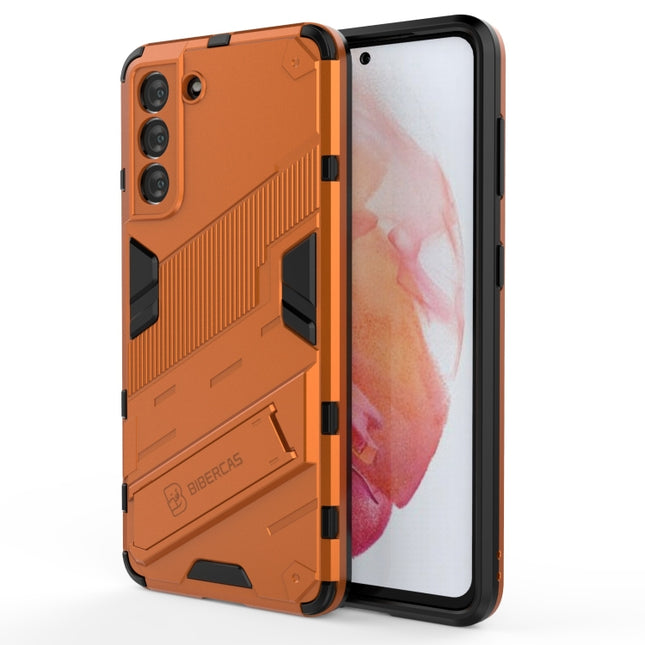 For Samsung Galaxy S21 5G Punk Armor 2 in 1 PC + TPU Shockproof Case with Invisible Holder(Orange)-garmade.com