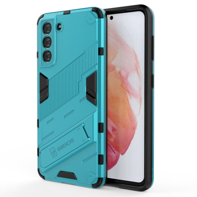 For Samsung Galaxy S21 5G Punk Armor 2 in 1 PC + TPU Shockproof Case with Invisible Holder(Blue)-garmade.com