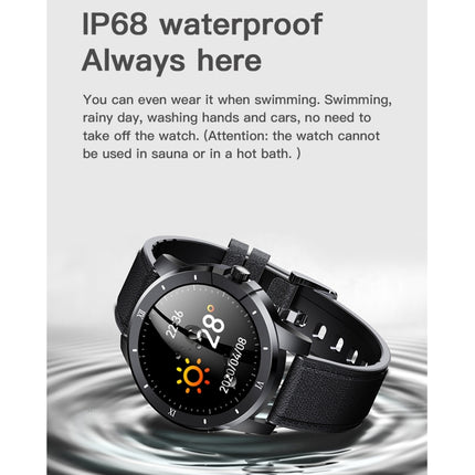 MX12 1.3 inch IPS Color Screen IP68 Waterproof Smart Watch, Support Bluetooth Call / Sleep Monitoring / Heart Rate Monitoring, Style: Leather Strap(Silver Brown)-garmade.com