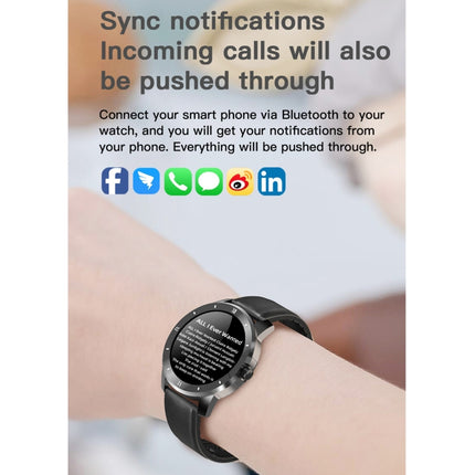 MX12 1.3 inch IPS Color Screen IP68 Waterproof Smart Watch, Support Bluetooth Call / Sleep Monitoring / Heart Rate Monitoring, Style: Leather Strap(Silver Brown)-garmade.com