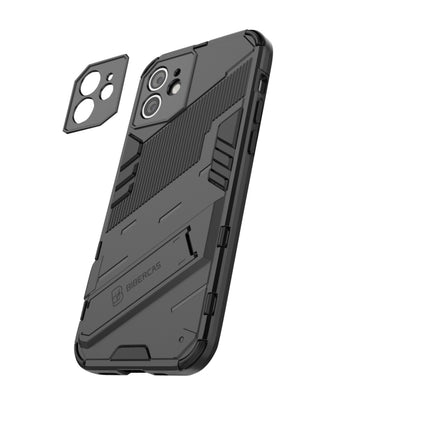 Punk Armor 2 in 1 PC + TPU Shockproof Case with Invisible Holder For iPhone 12(Black)-garmade.com