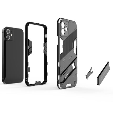 Punk Armor 2 in 1 PC + TPU Shockproof Case with Invisible Holder For iPhone 12(Black)-garmade.com
