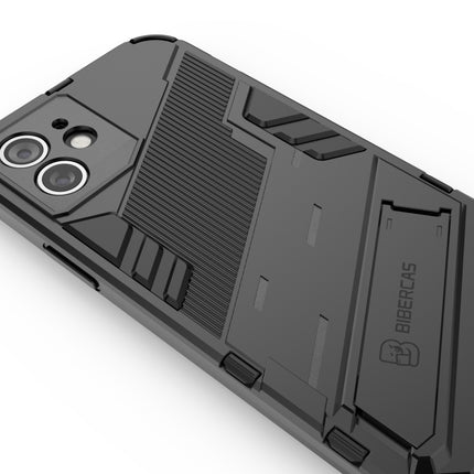 Punk Armor 2 in 1 PC + TPU Shockproof Case with Invisible Holder For iPhone 12(Red)-garmade.com
