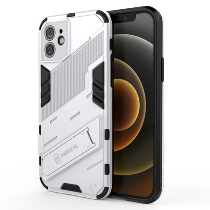 Punk Armor 2 in 1 PC + TPU Shockproof Case with Invisible Holder For iPhone 12(White)-garmade.com