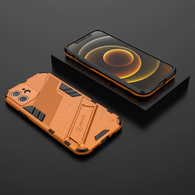 Punk Armor 2 in 1 PC + TPU Shockproof Case with Invisible Holder For iPhone 12(Orange)-garmade.com