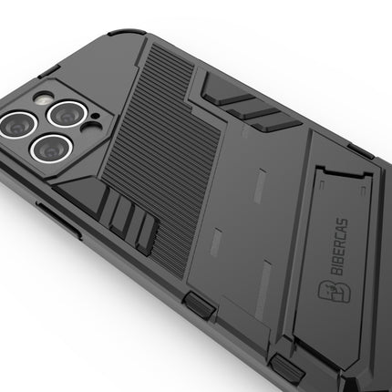 Punk Armor 2 in 1 PC + TPU Shockproof Case with Invisible Holder For iPhone 12 Pro(Black)-garmade.com