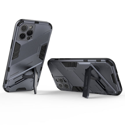 Punk Armor 2 in 1 PC + TPU Shockproof Case with Invisible Holder For iPhone 12 Pro(Grey)-garmade.com
