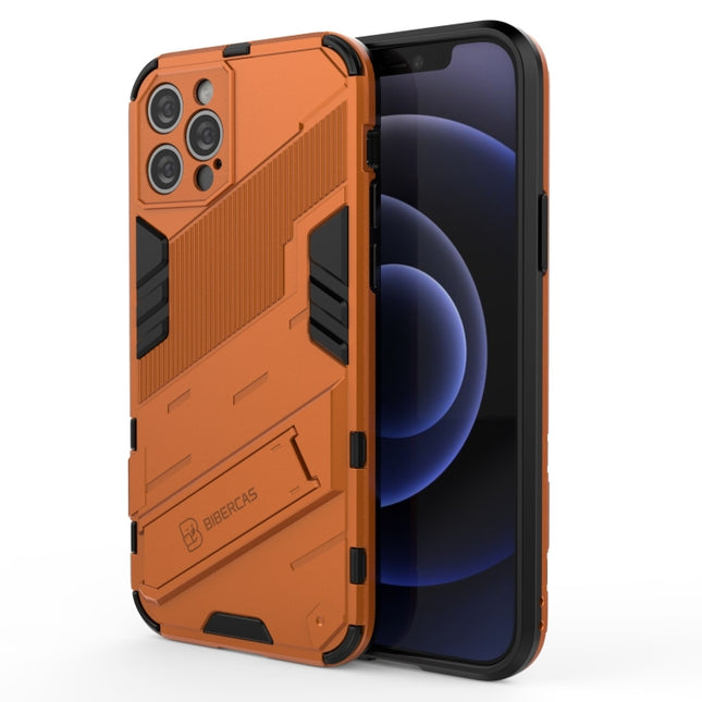 Punk Armor 2 in 1 PC + TPU Shockproof Case with Invisible Holder For iPhone 12 Pro(Orange)-garmade.com