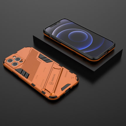 Punk Armor 2 in 1 PC + TPU Shockproof Case with Invisible Holder For iPhone 12 Pro(Orange)-garmade.com