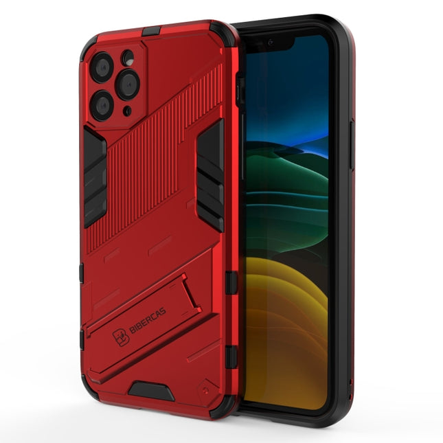 Punk Armor 2 in 1 PC + TPU Shockproof Case with Invisible Holder For iPhone 11(Red)-garmade.com