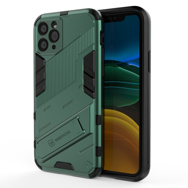 Punk Armor 2 in 1 PC + TPU Shockproof Case with Invisible Holder For iPhone 11(Green)-garmade.com