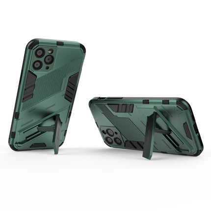 Punk Armor 2 in 1 PC + TPU Shockproof Case with Invisible Holder For iPhone 11(Green)-garmade.com