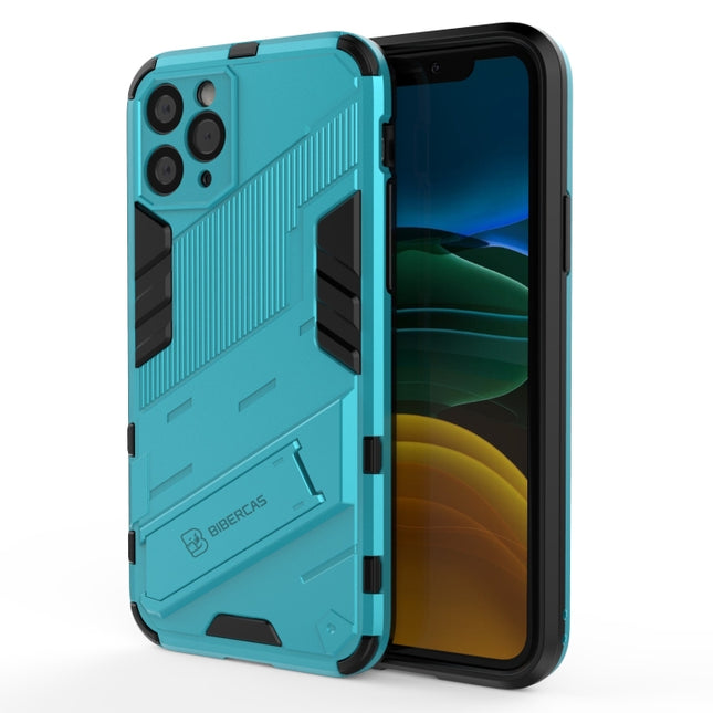 Punk Armor 2 in 1 PC + TPU Shockproof Case with Invisible Holder For iPhone 11(Blue)-garmade.com