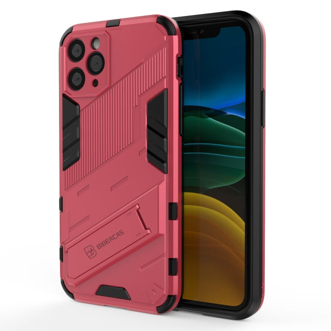Punk Armor 2 in 1 PC + TPU Shockproof Case with Invisible Holder For iPhone 11(Light Red)-garmade.com