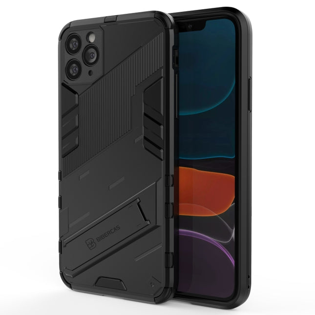Punk Armor 2 in 1 PC + TPU Shockproof Case with Invisible Holder For iPhone 11 Pro Max(Black)-garmade.com