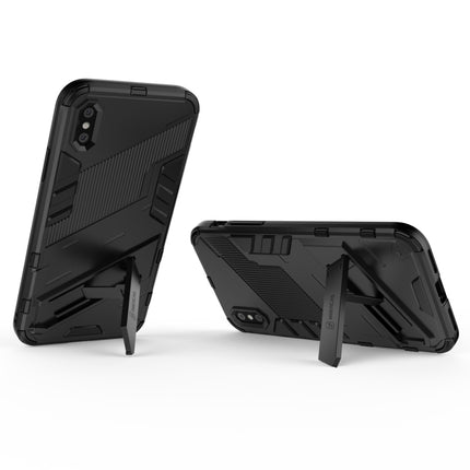 Punk Armor 2 in 1 PC + TPU Shockproof Case with Invisible Holder For iPhone X / XS(Black)-garmade.com