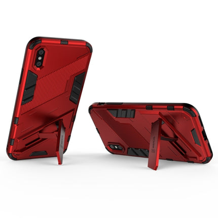 Punk Armor 2 in 1 PC + TPU Shockproof Case with Invisible Holder For iPhone X / XS(Red)-garmade.com