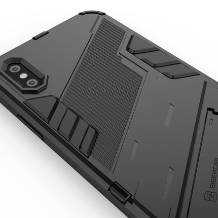 Punk Armor 2 in 1 PC + TPU Shockproof Case with Invisible Holder For iPhone X / XS(Red)-garmade.com