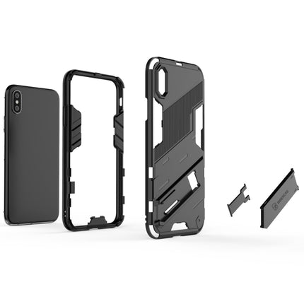 Punk Armor 2 in 1 PC + TPU Shockproof Case with Invisible Holder For iPhone X / XS(White)-garmade.com