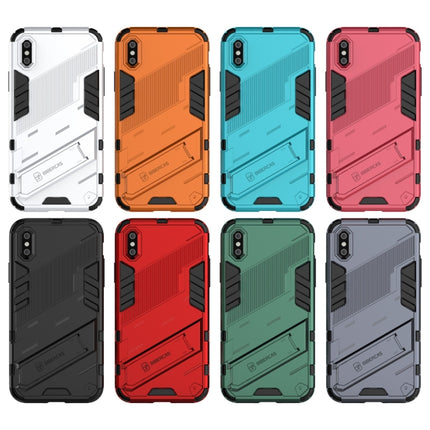 Punk Armor 2 in 1 PC + TPU Shockproof Case with Invisible Holder For iPhone X / XS(White)-garmade.com