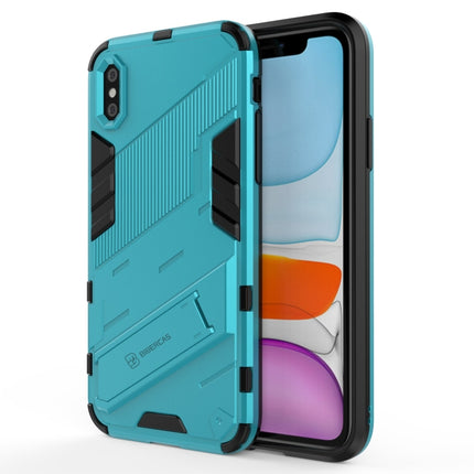Punk Armor 2 in 1 PC + TPU Shockproof Case with Invisible Holder For iPhone X / XS(Blue)-garmade.com