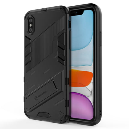 Punk Armor 2 in 1 PC + TPU Shockproof Case with Invisible Holder For iPhone XR(Black)-garmade.com