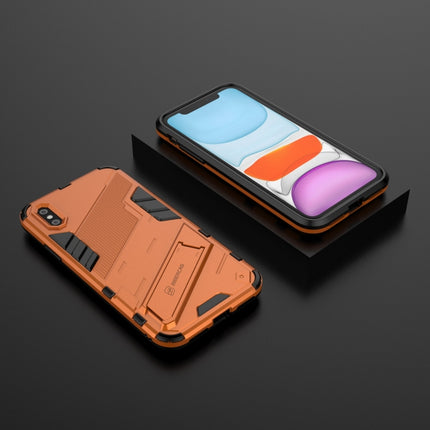 Punk Armor 2 in 1 PC + TPU Shockproof Case with Invisible Holder For iPhone XR(Orange)-garmade.com