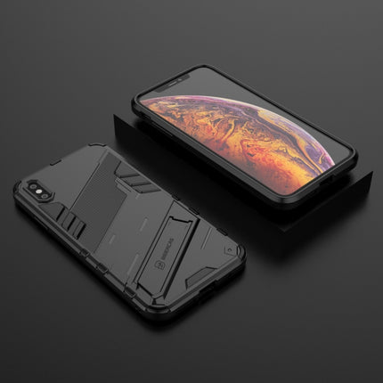 Punk Armor 2 in 1 PC + TPU Shockproof Case with Invisible Holder For iPhone XS Max(Black)-garmade.com