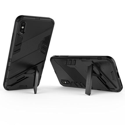 Punk Armor 2 in 1 PC + TPU Shockproof Case with Invisible Holder For iPhone XS Max(Black)-garmade.com