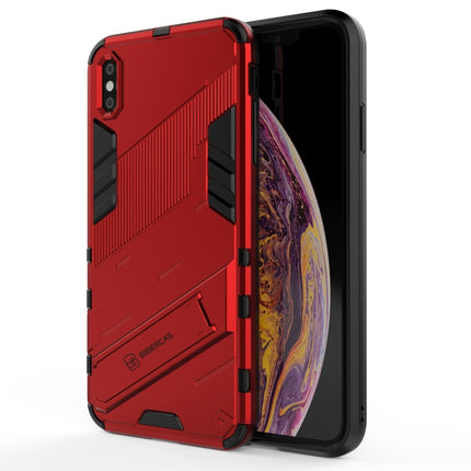 Punk Armor 2 in 1 PC + TPU Shockproof Case with Invisible Holder For iPhone XS Max(Red)-garmade.com
