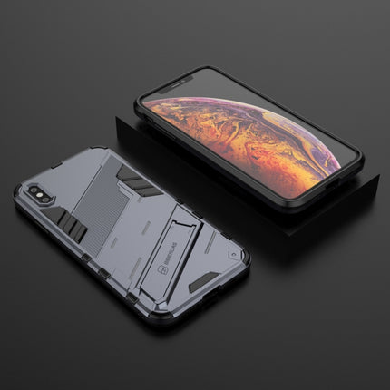 Punk Armor 2 in 1 PC + TPU Shockproof Case with Invisible Holder For iPhone XS Max(Grey)-garmade.com