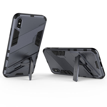 Punk Armor 2 in 1 PC + TPU Shockproof Case with Invisible Holder For iPhone XS Max(Grey)-garmade.com