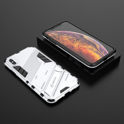 Punk Armor 2 in 1 PC + TPU Shockproof Case with Invisible Holder For iPhone XS Max(White)-garmade.com