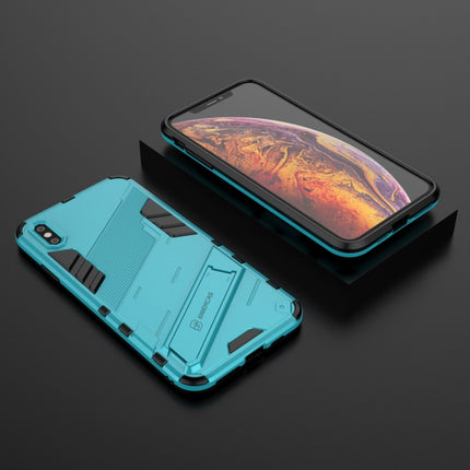 Punk Armor 2 in 1 PC + TPU Shockproof Case with Invisible Holder For iPhone XS Max(Blue)-garmade.com