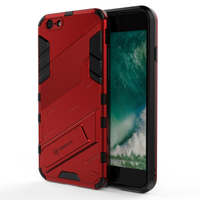 Punk Armor 2 in 1 PC + TPU Shockproof Case with Invisible Holder For iPhone 6 & 6s(Red)-garmade.com