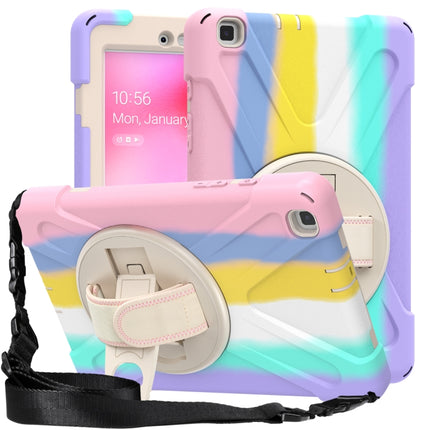 For Samsung Galaxy Tab A 8.0 (2019) T290 / T295 Shockproof Colorful Silicone + PC Protective Case with Holder & Shoulder Strap & Hand Strap(Pink)-garmade.com