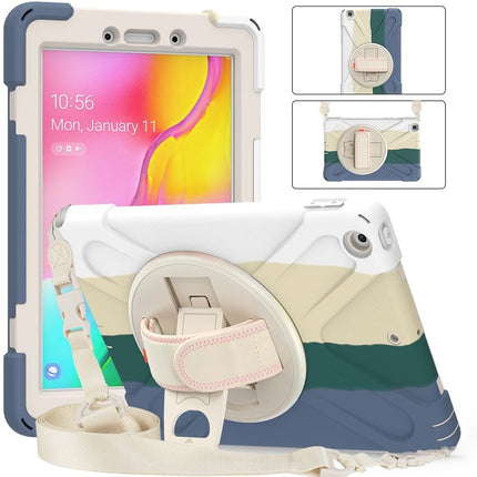 For Samsung Galaxy Tab A 8.0 (2019) T290 / T295 Shockproof Colorful Silicone + PC Protective Case with Holder & Shoulder Strap & Hand Strap (Green)-garmade.com