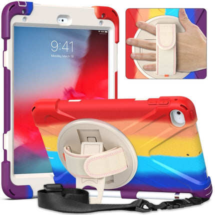 Shockproof Colorful Silicone + PC Protective Case with Holder & Shoulder Strap & Hand Strap For iPad Mini (2019)(Red)-garmade.com