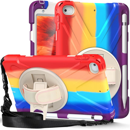 Shockproof Colorful Silicone + PC Protective Case with Holder & Shoulder Strap & Hand Strap For iPad Mini (2019)(Red)-garmade.com