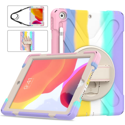 Shockproof Colorful Silicone + PC Protective Case with Holder & Shoulder Strap & Hand Strap For iPad 10.2 (2020)(Pink)-garmade.com