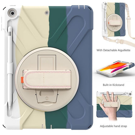 Shockproof Colorful Silicone + PC Protective Case with Holder & Shoulder Strap & Hand Strap For iPad 10.2 (2020) (Green)-garmade.com