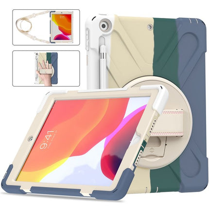 Shockproof Colorful Silicone + PC Protective Case with Holder & Shoulder Strap & Hand Strap For iPad 10.2 (2020) (Green)-garmade.com