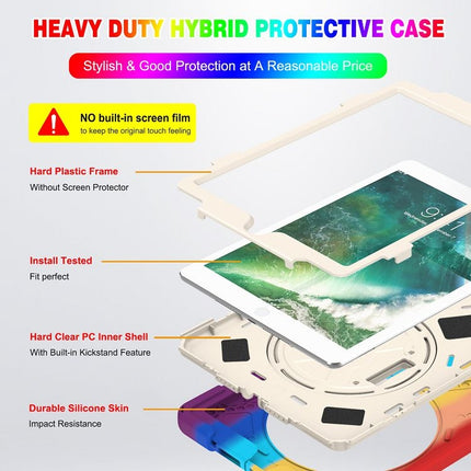 Shockproof Colorful Silicone + PC Protective Case with Holder & Shoulder Strap & Hand Strap For iPad 9.7 (2018)(Red)-garmade.com