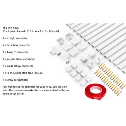 XCS01 Customizable Cable Concealer Cover Wire Organizer Set-garmade.com