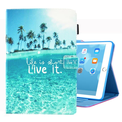 For iPad 10.2 2021 / 2020 / 2019 Coloured Drawing Pattern Horizontal Flip Leather Case with Holder & Card Slots & Photo Frame(Beach)-garmade.com