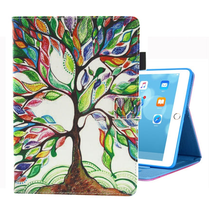 For iPad 10.2 2021 / 2020 / 2019 Coloured Drawing Pattern Horizontal Flip Leather Case with Holder & Card Slots & Photo Frame(Life Tree)-garmade.com