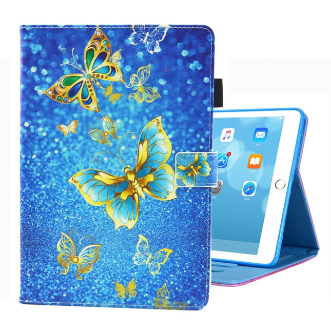 For iPad 10.2 2021 / 2020 / 2019 Coloured Drawing Pattern Horizontal Flip Leather Case with Holder & Card Slots & Photo Frame(Gold Butterfly)-garmade.com