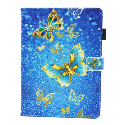 For iPad 10.2 2021 / 2020 / 2019 Coloured Drawing Pattern Horizontal Flip Leather Case with Holder & Card Slots & Photo Frame(Gold Butterfly)-garmade.com